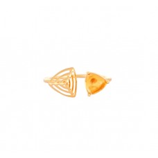 तनिष्क् सुवर्ण आभरणम्  [Tanishq Mia 14KT Yellow Gold Citrine Finger Ring with Open Triangular Design]