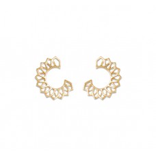 तनिष्क् सुवर्ण आभरणम्  [Tanishq Mia 14KT Yellow Gold Hoop Earrings with Openwork and Floral Design]