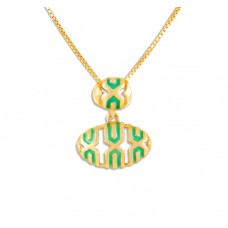 तनिष्क् सुवर्ण आभरणम्  [Tanishq Mia 14KT Yellow Gold Pendant with Green Enamel and Oval Design]