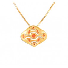 तनिष्क् सुवर्ण आभरणम्  [Tanishq Mia 14KT Yellow Gold Pendant with Pink Enamel and Beehive Design]