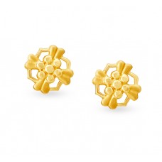 तनिष्क् सुवर्ण आभरणम्  [Tanishq 14KT Yellow Gold Stud Earrings with Floral Design]